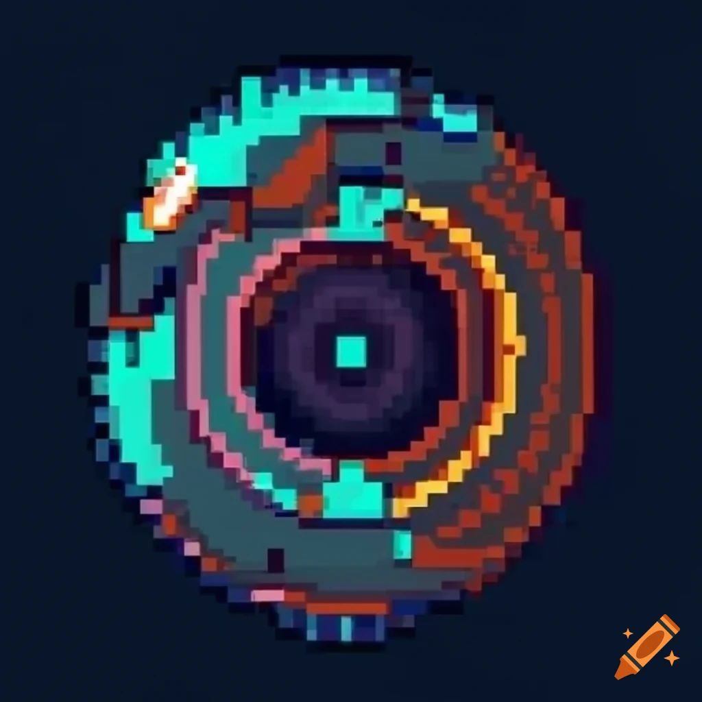 Pixel art of a cyberpunk circular saw on Craiyon