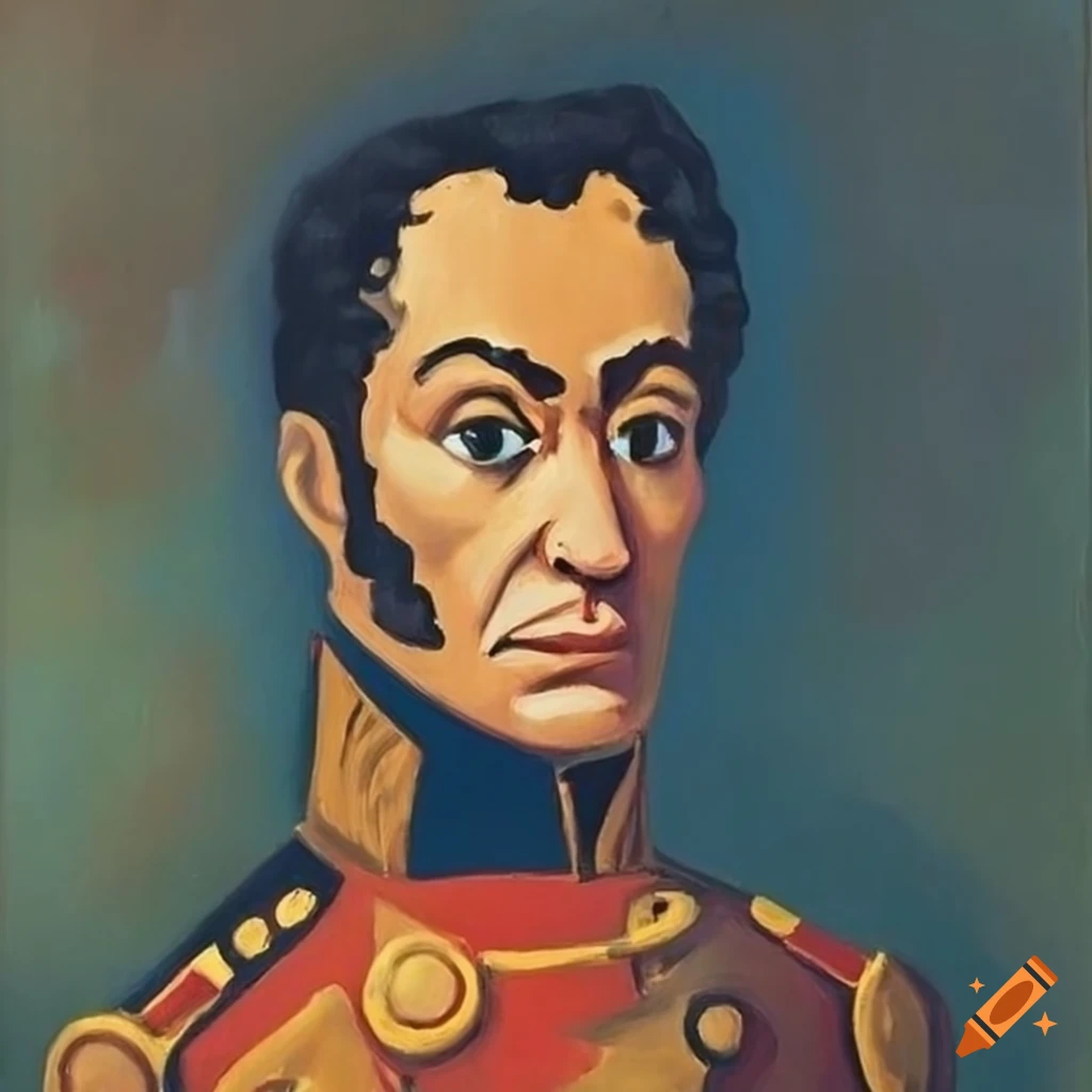 Abstract representation of simón bolívar writing on Craiyon