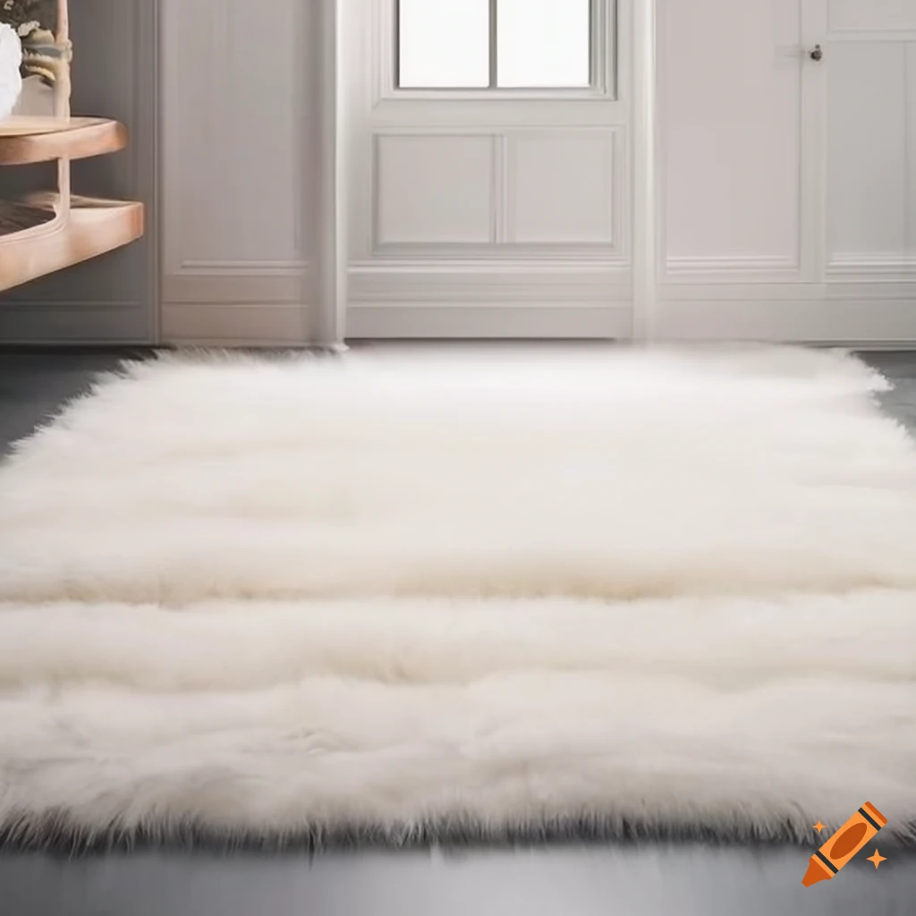 White fluffy rug on the floor on Craiyon