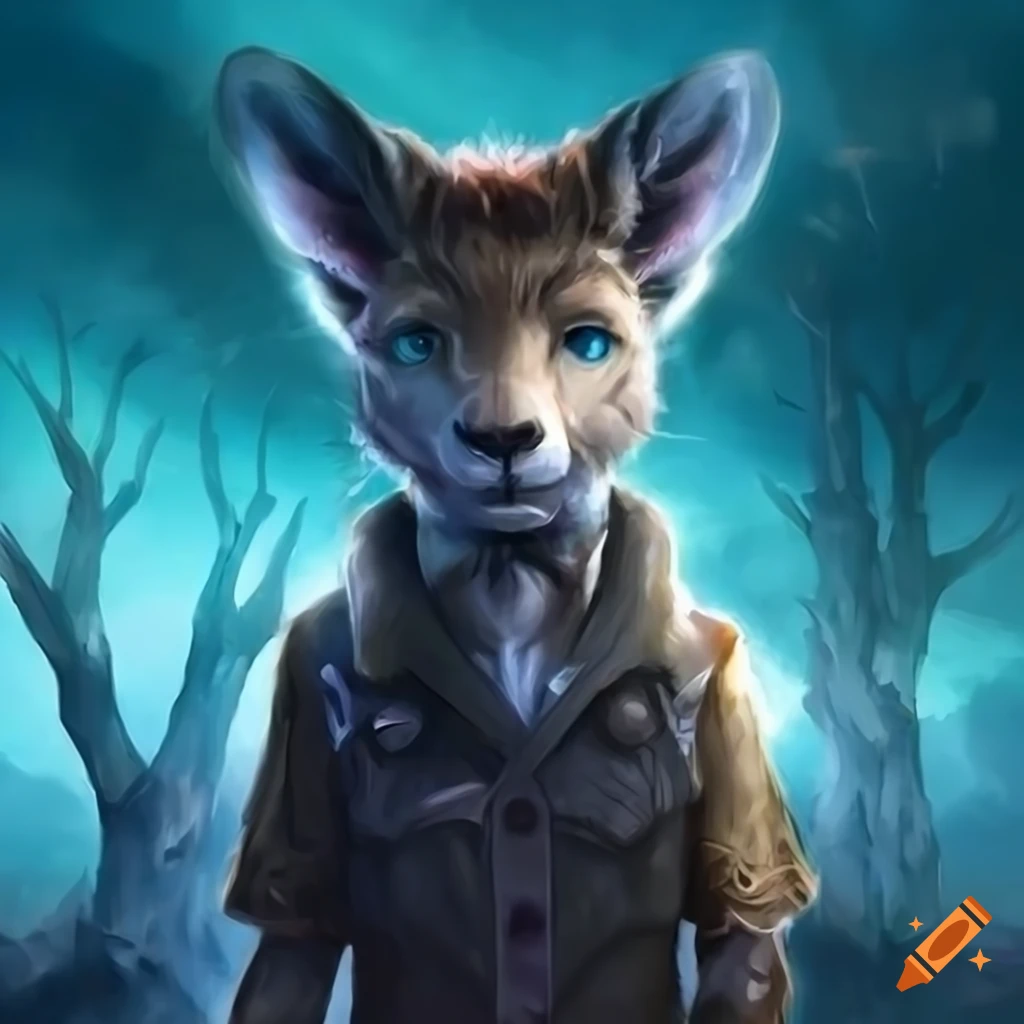 anthropomorphic kangaroo adventurer in anime art style
