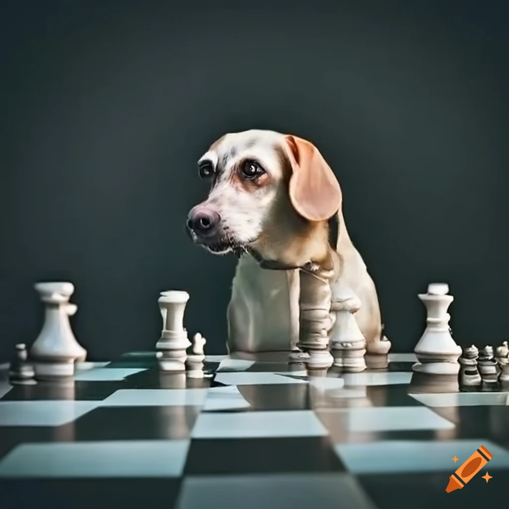 Dog Playing Chess