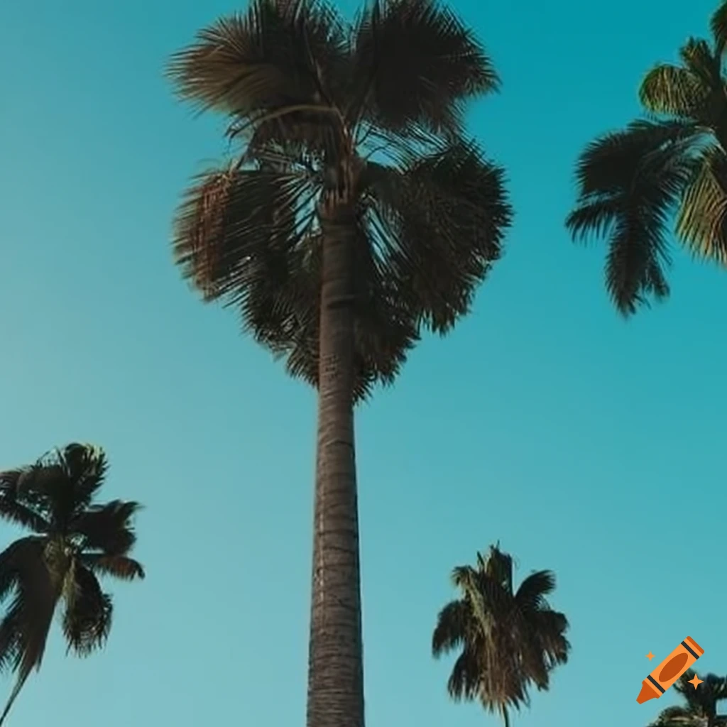 tall palm trees against a blue sky