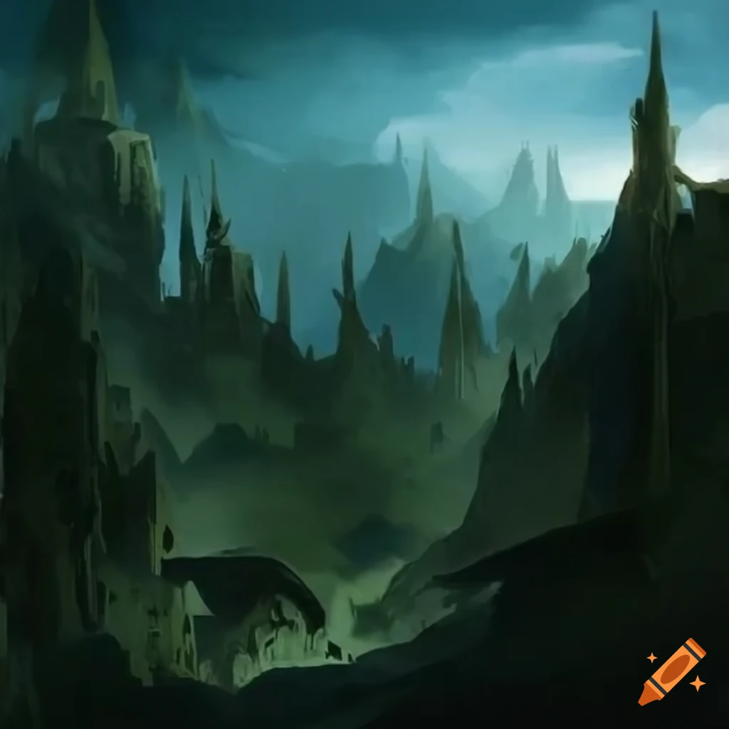 Warhammer themed landscape design on Craiyon