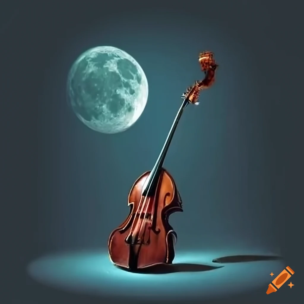 image of a double bass on the moon
