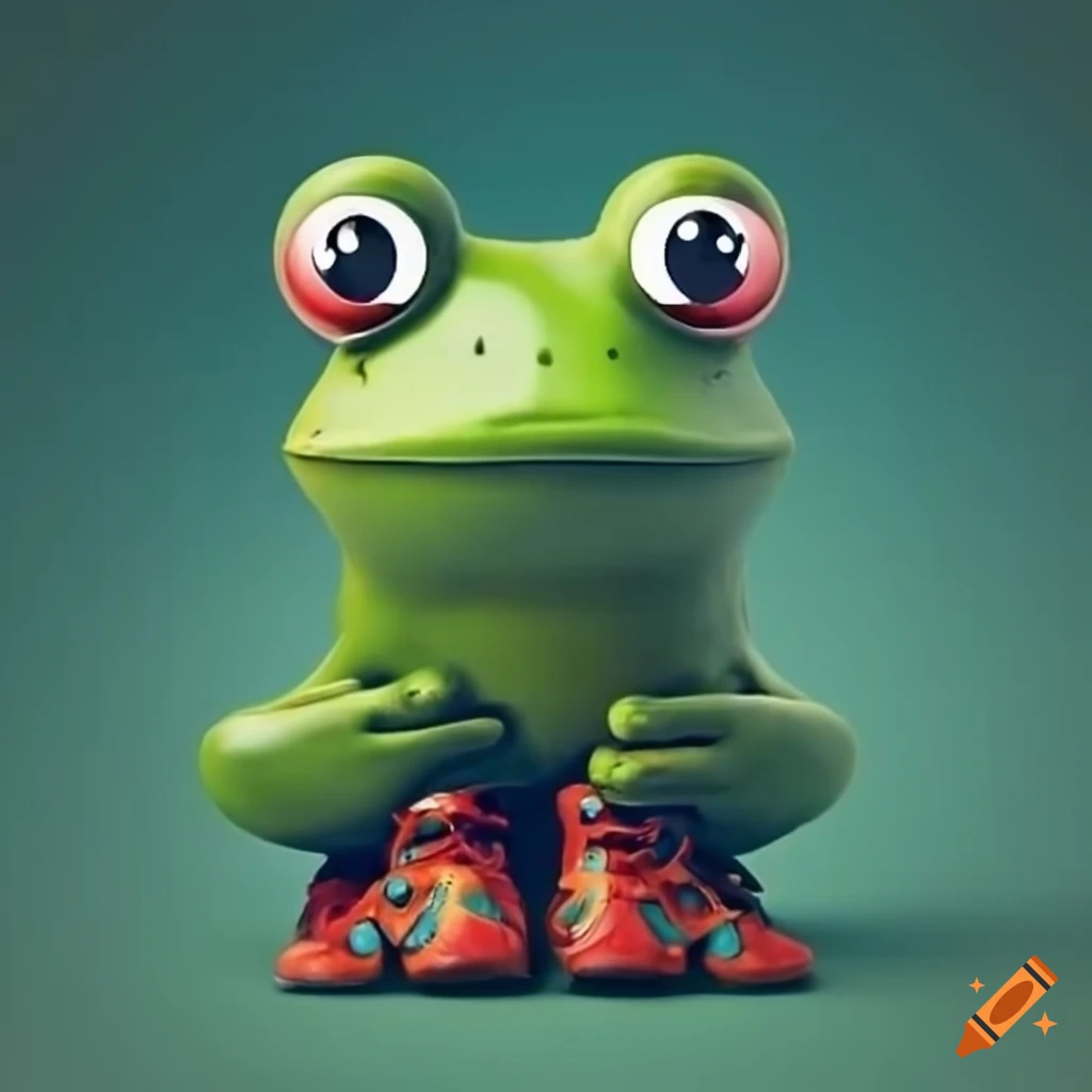 Funny frog wearing boots