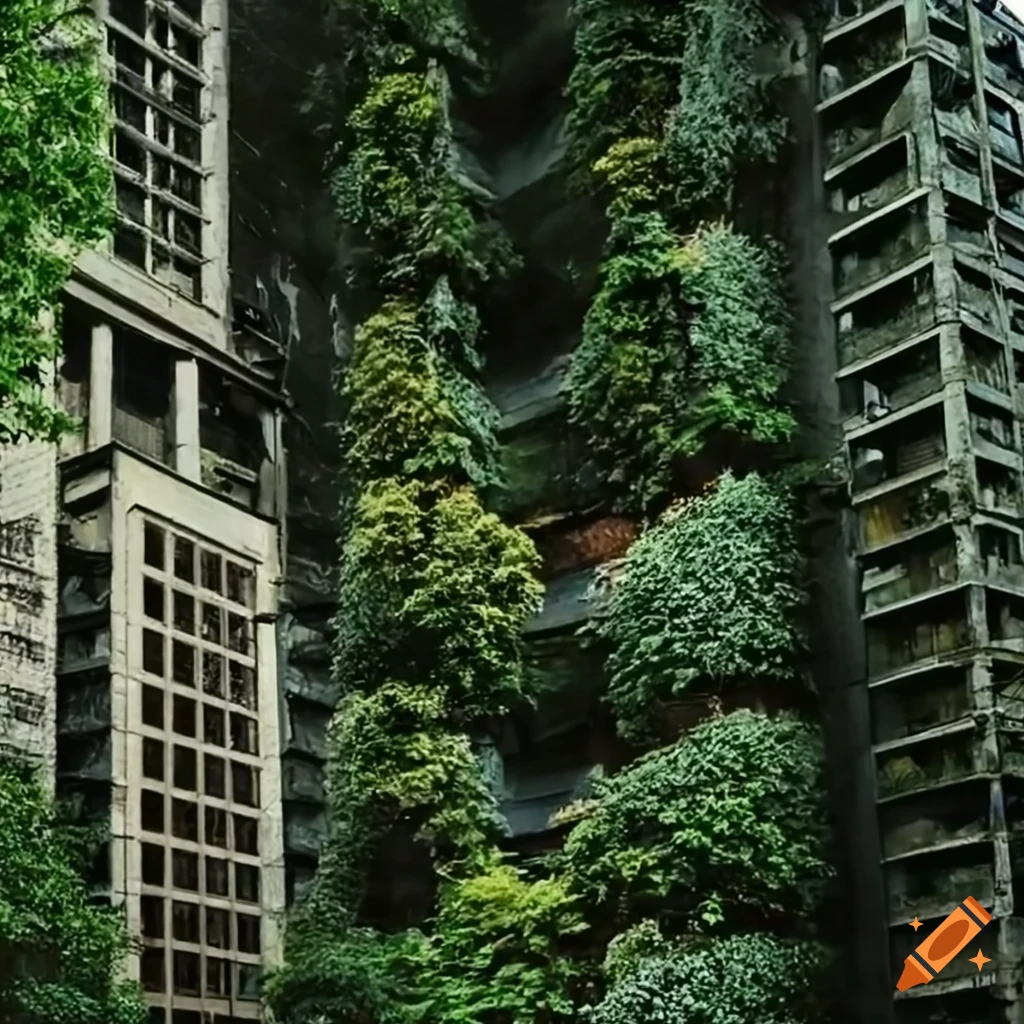 green building covered in plants