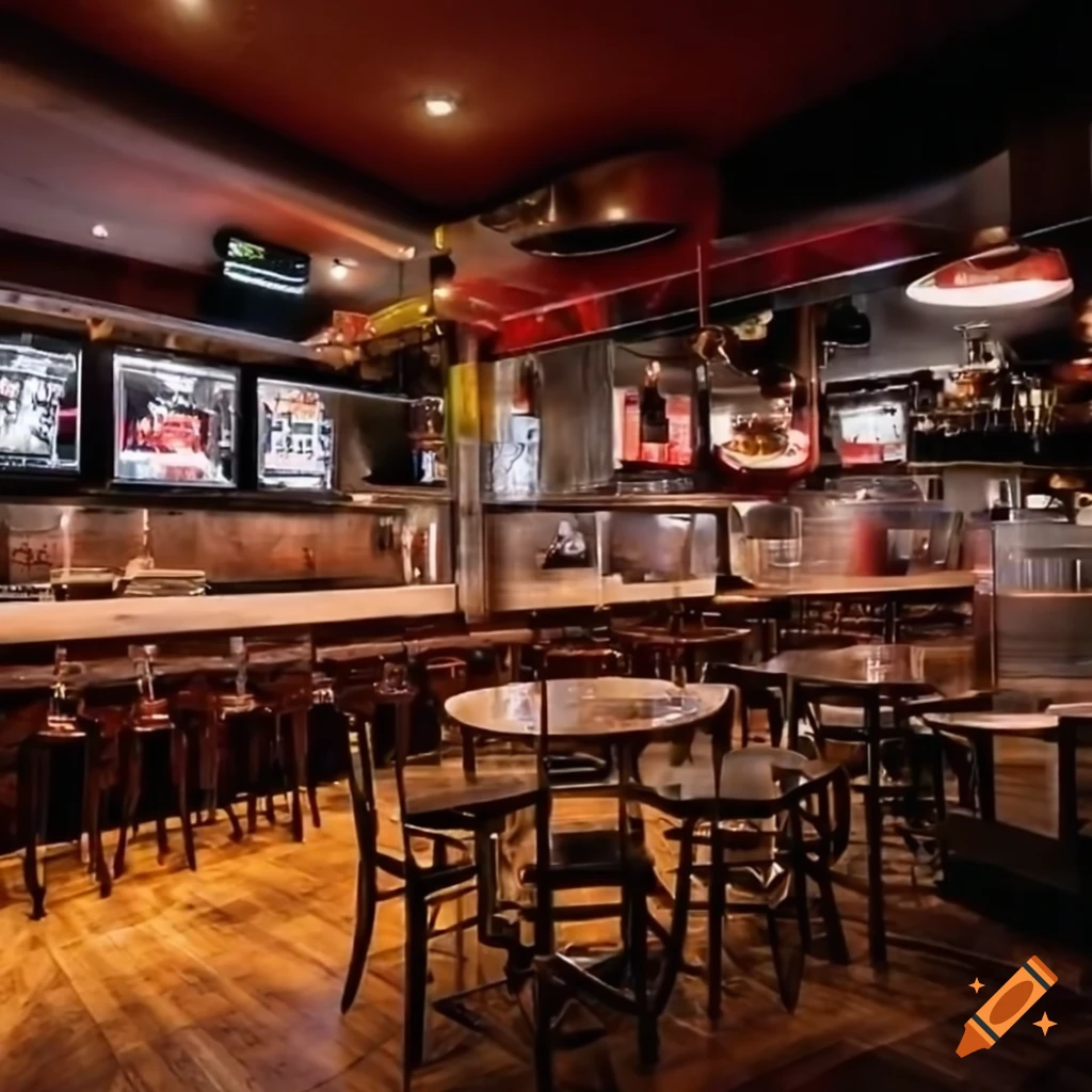 Picture of a fancy pizza sports bar on Craiyon