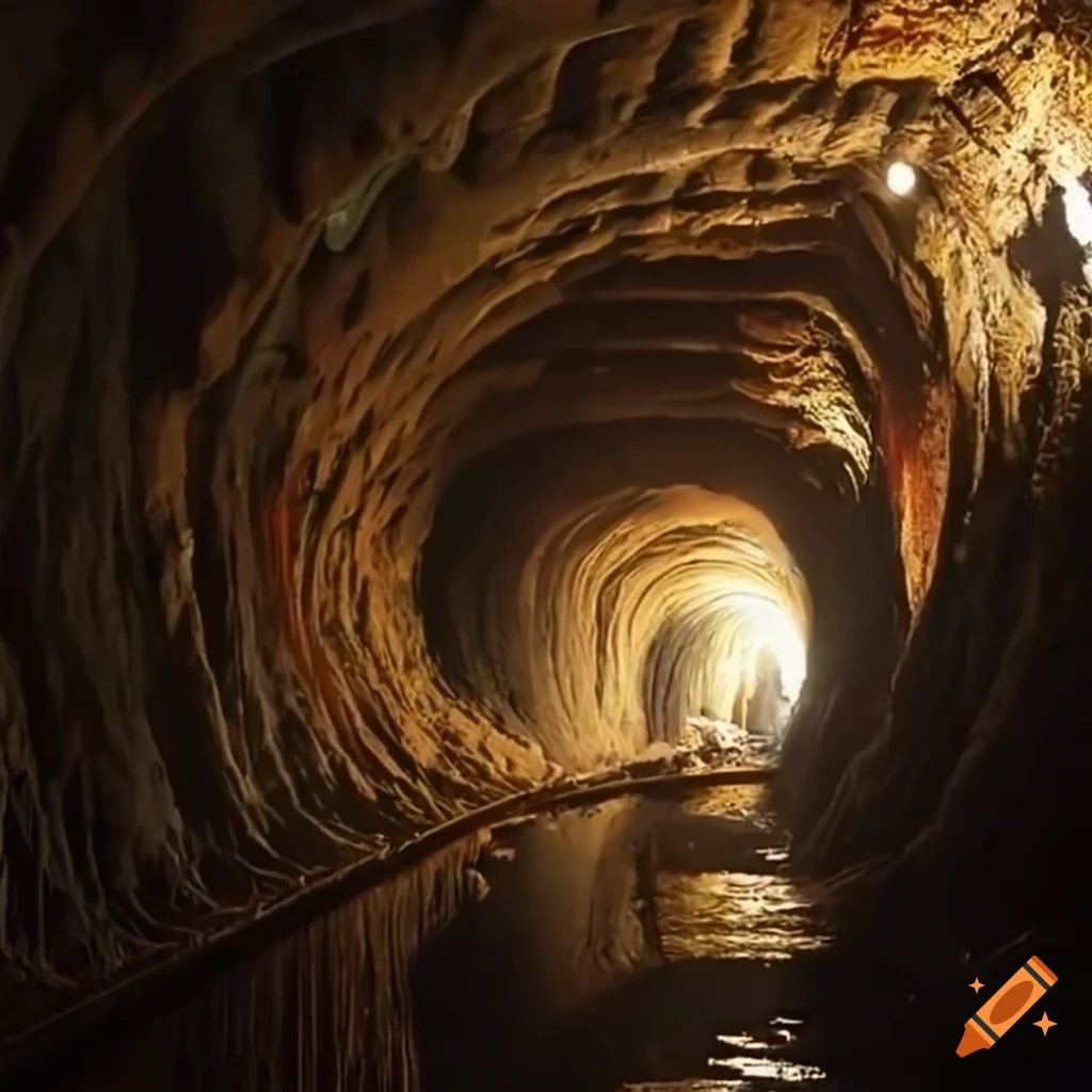photo of an underground mine railway