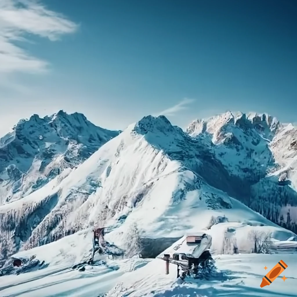 ski resort with mountain and machinery