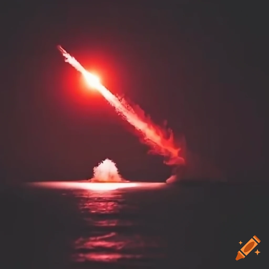 Turret firing a laser beam at the sea