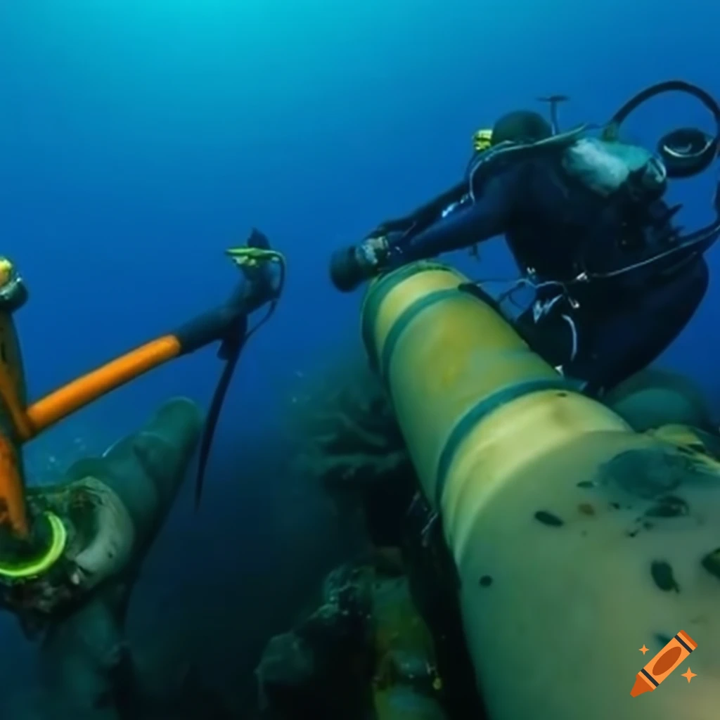 divers repairing oil pipes underwater