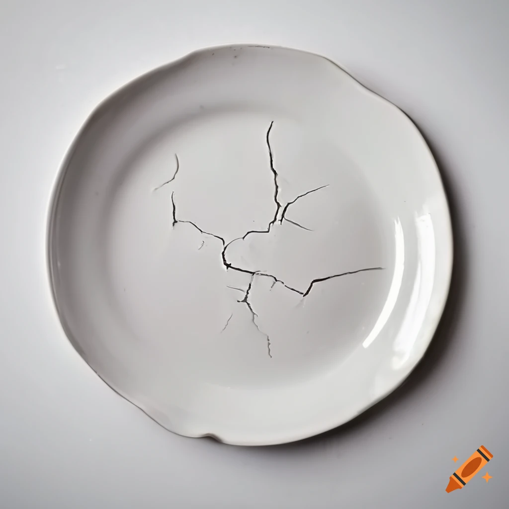 Cracked White Ceramic Plate