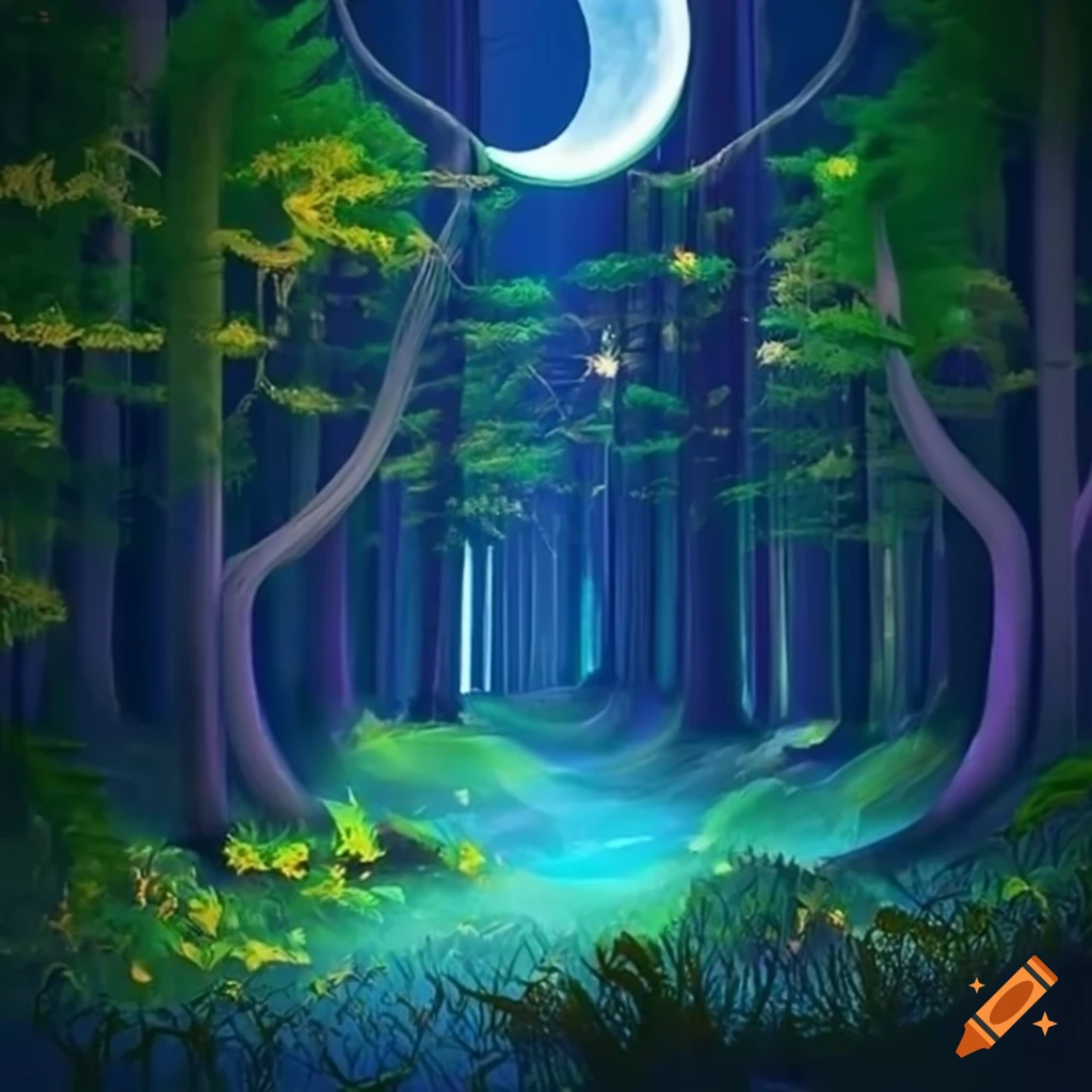 Glowing Plants In A Moonlit Forest On Craiyon