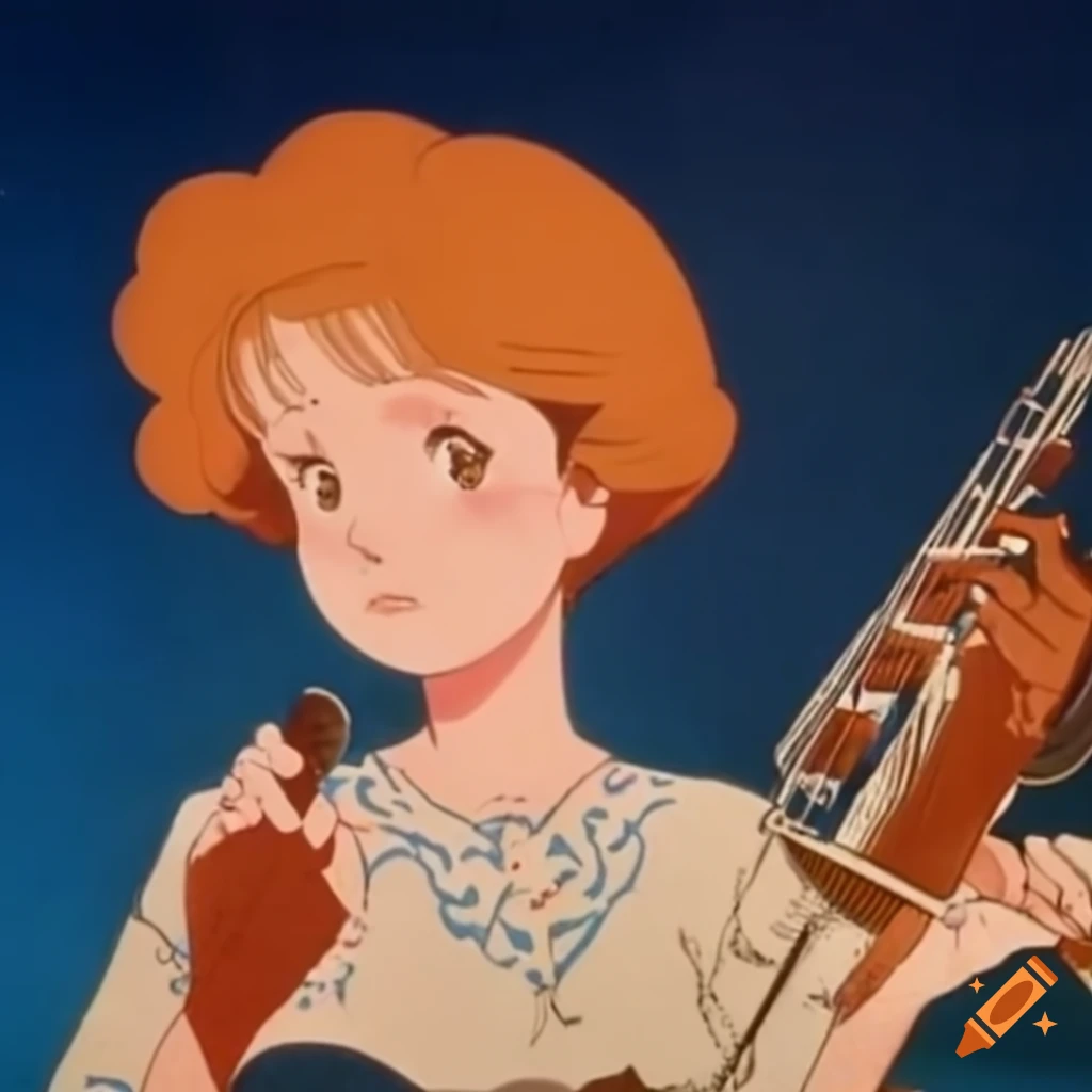 1950s Sailor Moon Usagi playing ukulele on Craiyon