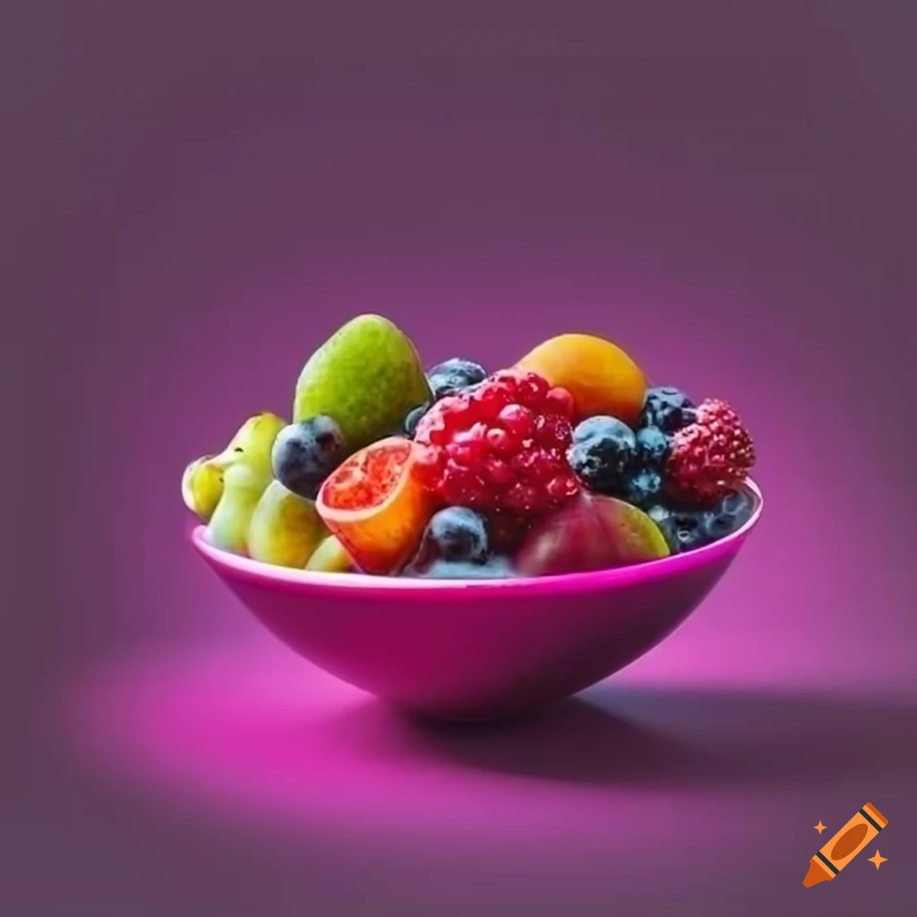 Magenta bowl filled with fruit