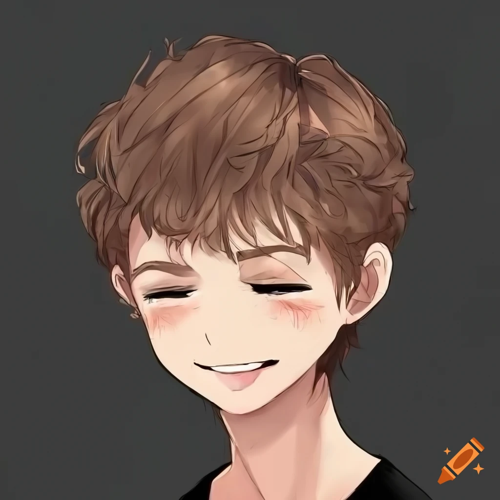 drawing of a handsome anime guy with messy hair