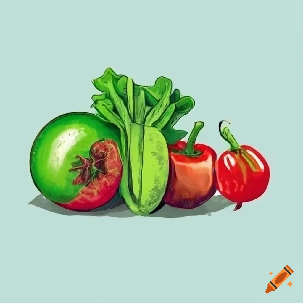 Sketch Of Green Vegetables And Fruit, Vector Set Stock Photo, Picture and  Royalty Free Image. Image 55709312.
