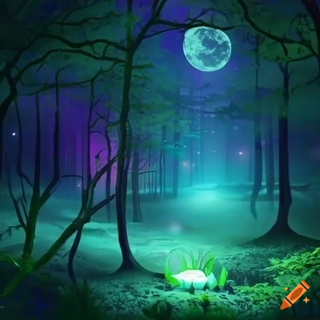 Glowing Plants In A Moonlit Forest On Craiyon