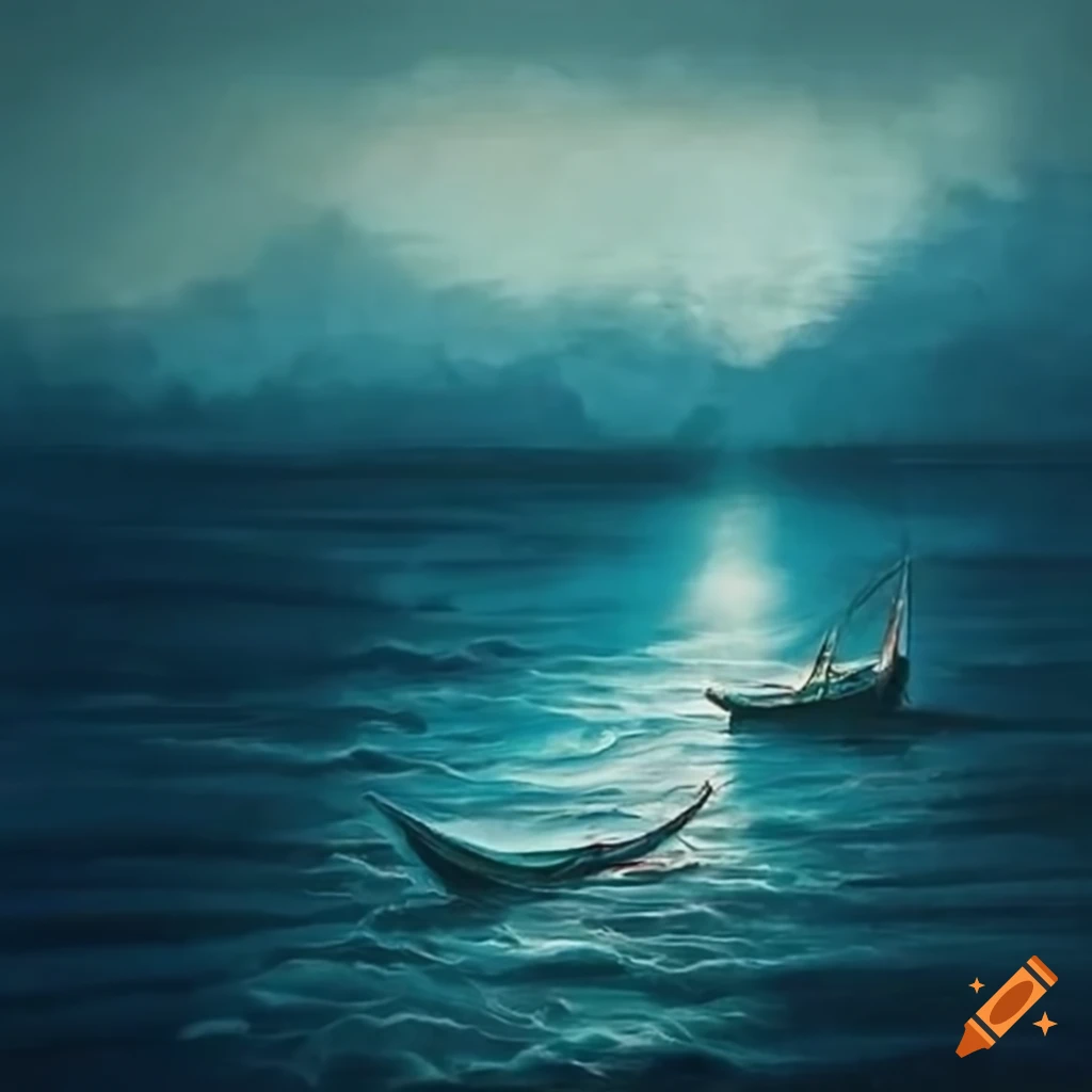 Leonardo da vinci drawing a boat in a storm at sea on craiyon