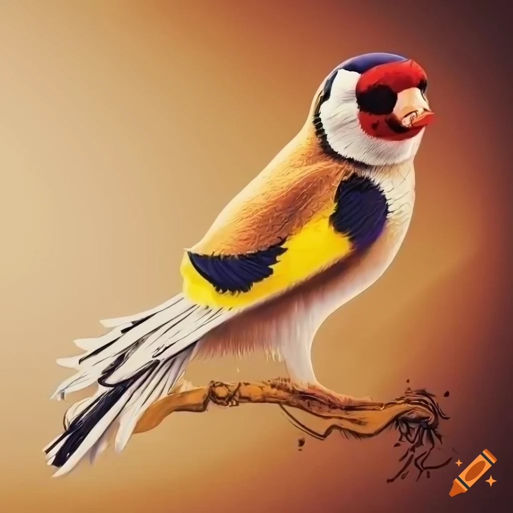 european goldfinch illustration with intricate details