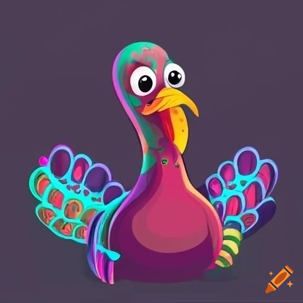 Colorful Cartoon Turkey For Thanksgiving