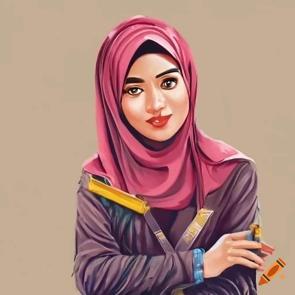 portrait-sketch-of-a-stylish-muslim-girl-with-an-earthy-boho-aesthetic