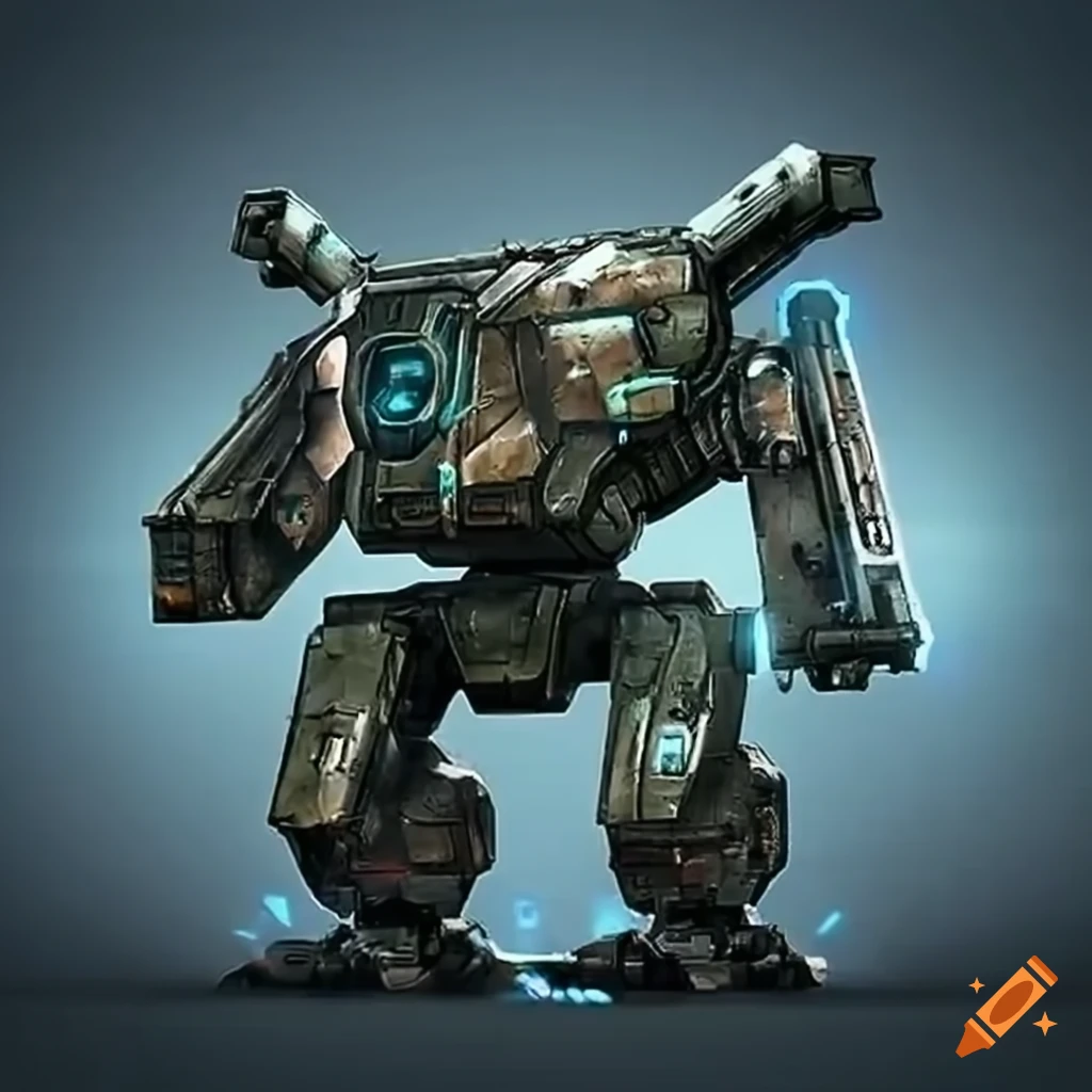 futuristic battle mech with tank treads and powerful weapons