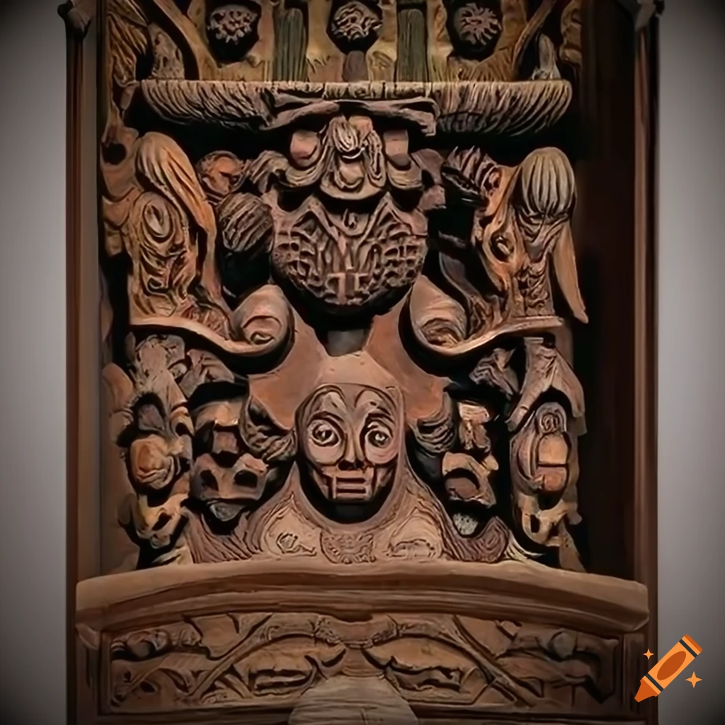 detailed carving in the style of Architectural Stave