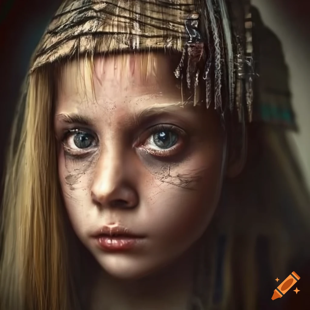 Portrait of a girl in a post-apocalyptic setting on Craiyon