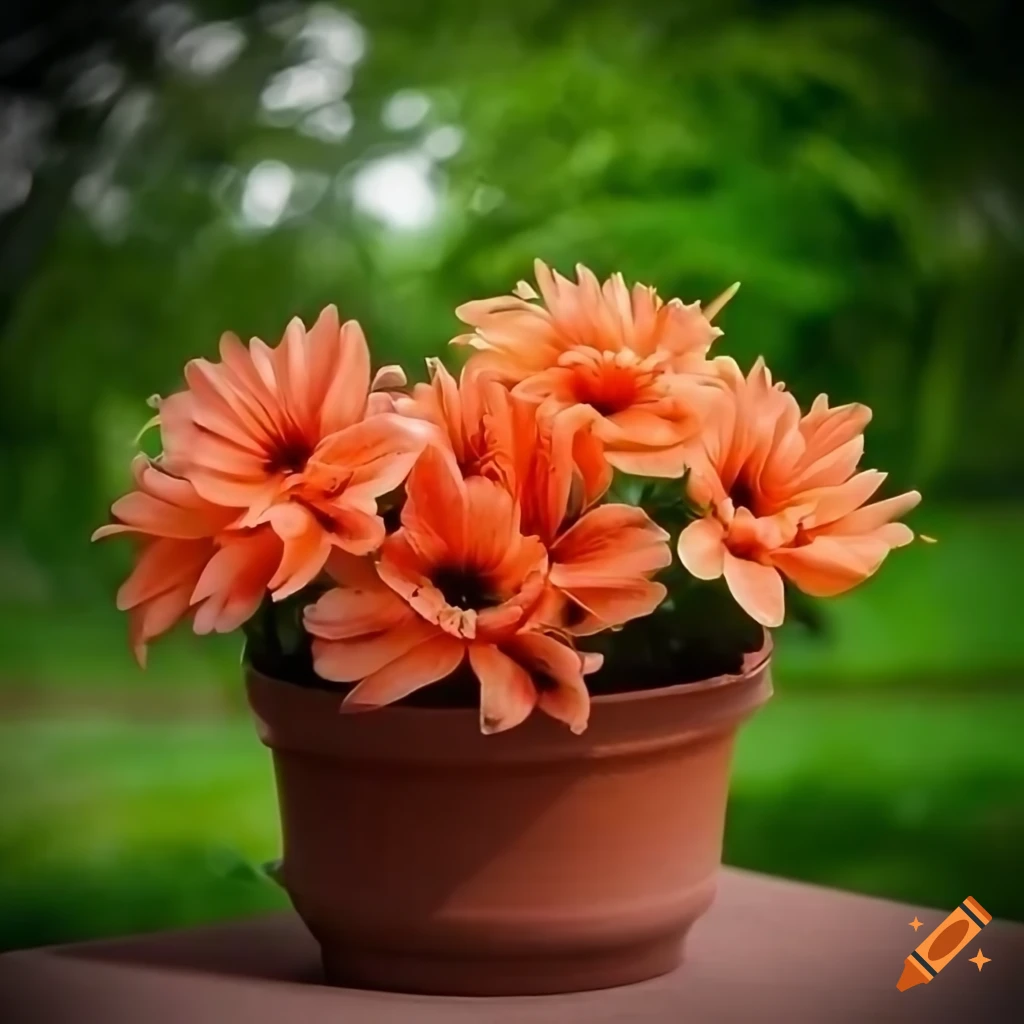 exotic flowers in a chic terracotta pot