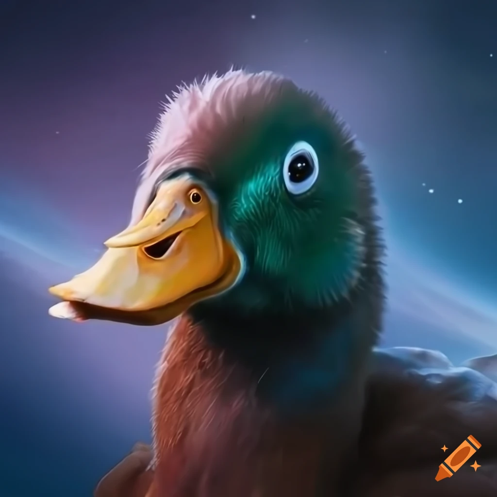 realistic image of a space duck
