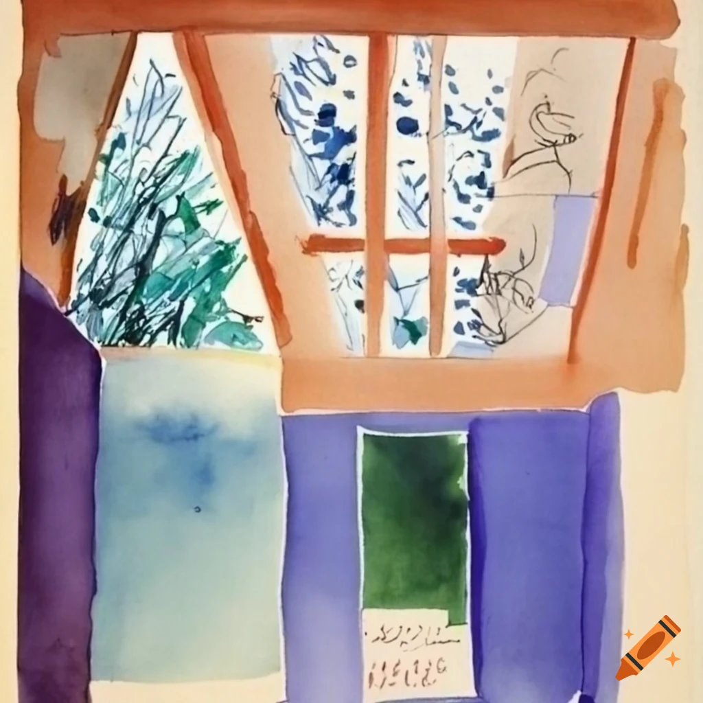 watercolor painting in a sunlit studio