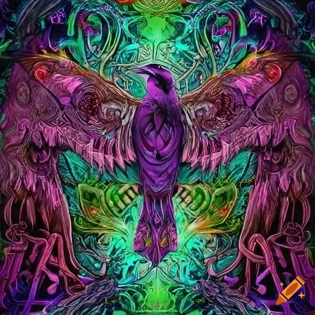 intricate illustration of a raven in Celtic style