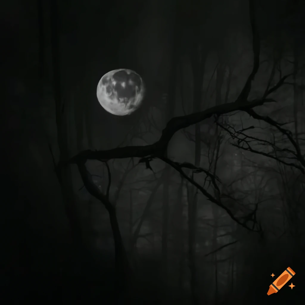 image of a black knight in a dark forest under the moonlight