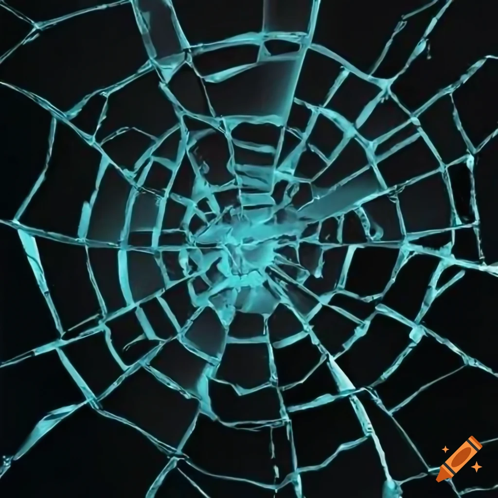 Abstract image of shattered glass on black background on Craiyon