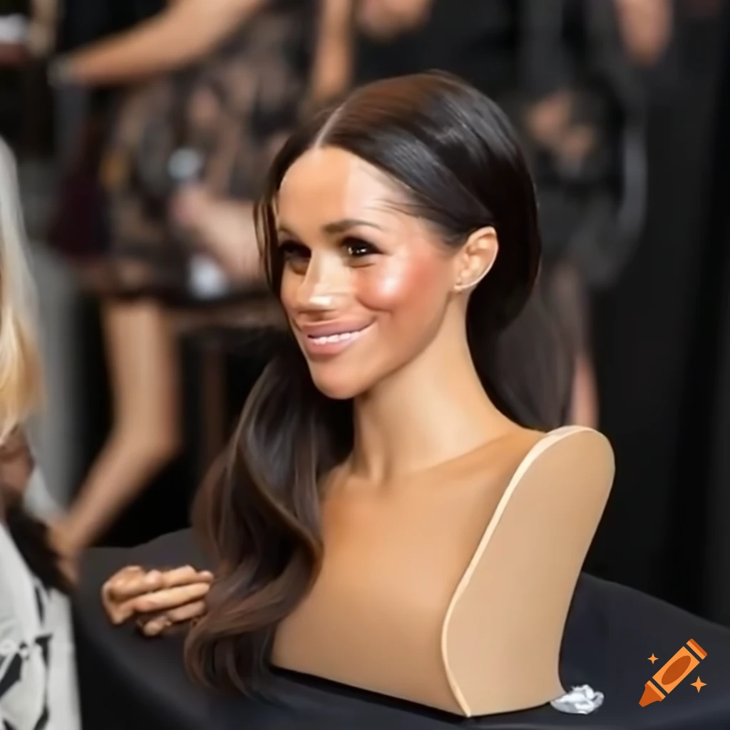 Hairdresser styling a lifelike meghan markle styling head on Craiyon
