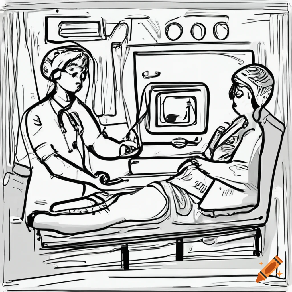 Doctor and nurse with old patient cartoon drawing - Stock Illustration  [25172907] - PIXTA