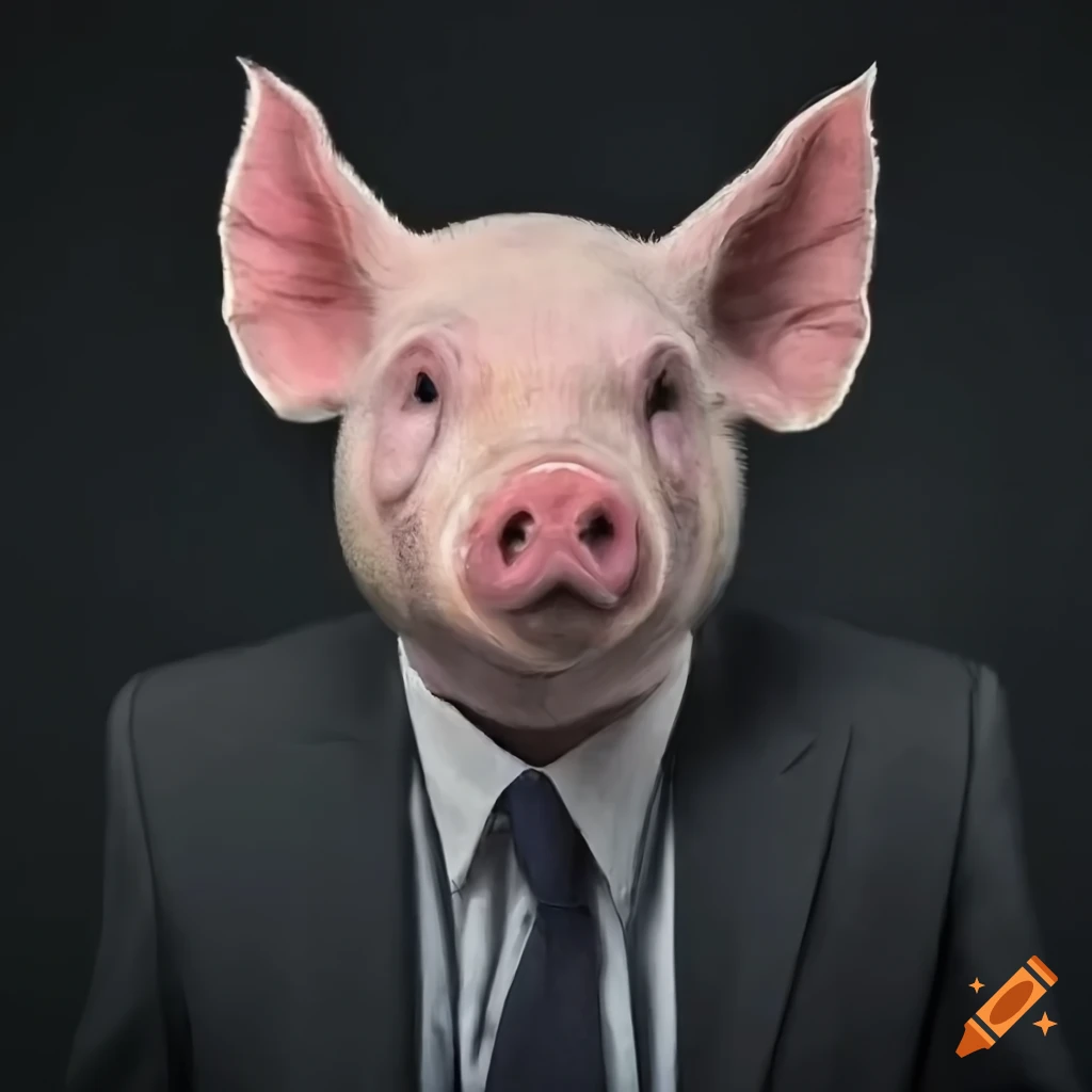 portrait of a pig wearing a suit