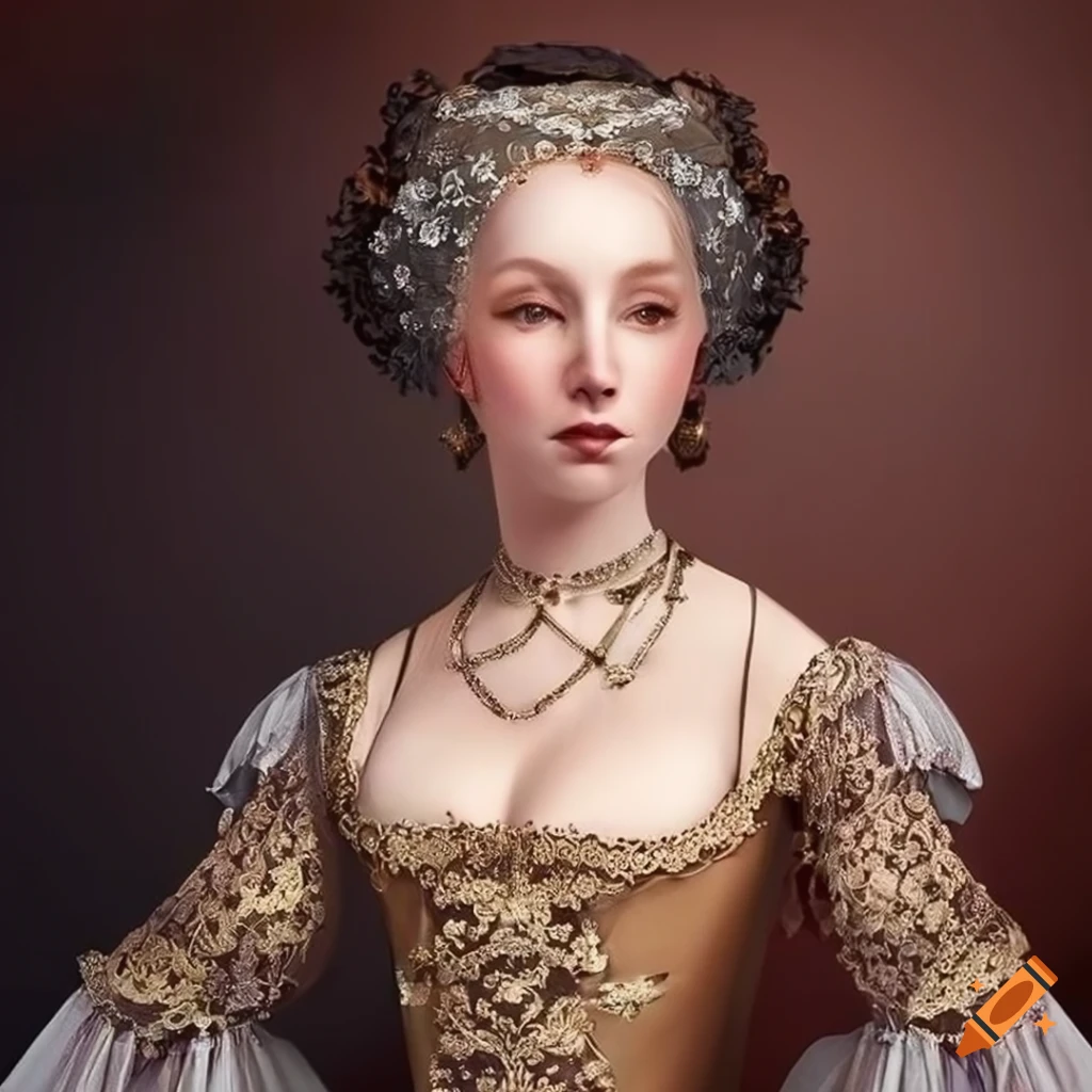 portrait of a noble lady in a lace dress