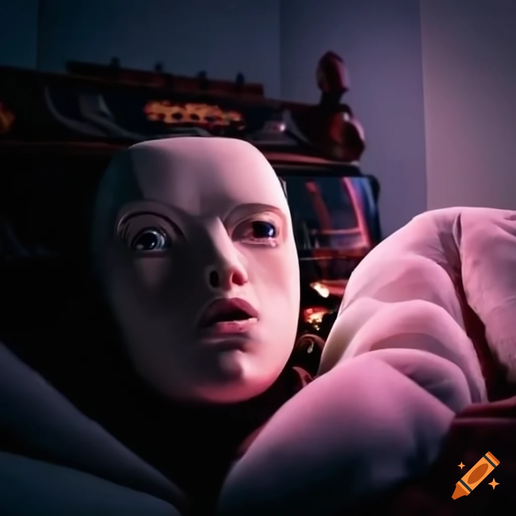 humorous image of a slot machine coughing in bed