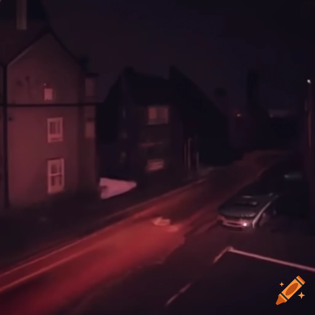 view of a lo-fi aesthetic street scene from above