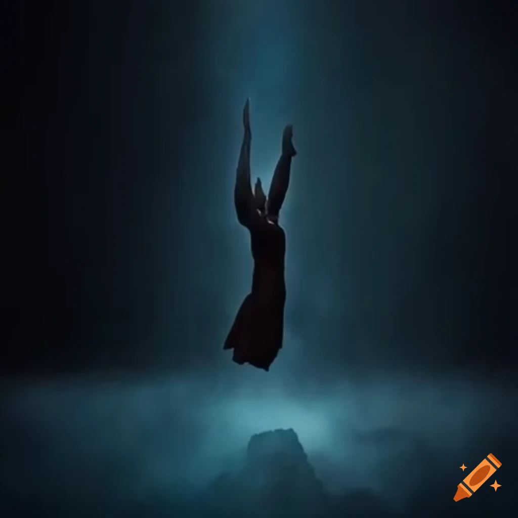 artwork of a person freefalling in a void