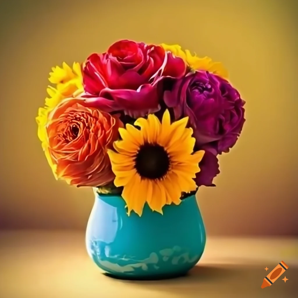 colorful-flowers-in-a-decorative-pot-on-craiyon
