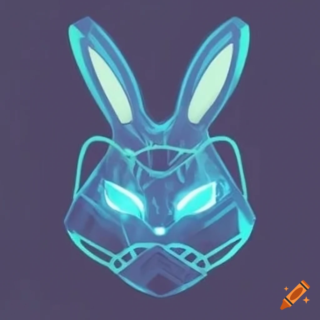 Translucent blue anime spirit mask of a rabbit on Craiyon