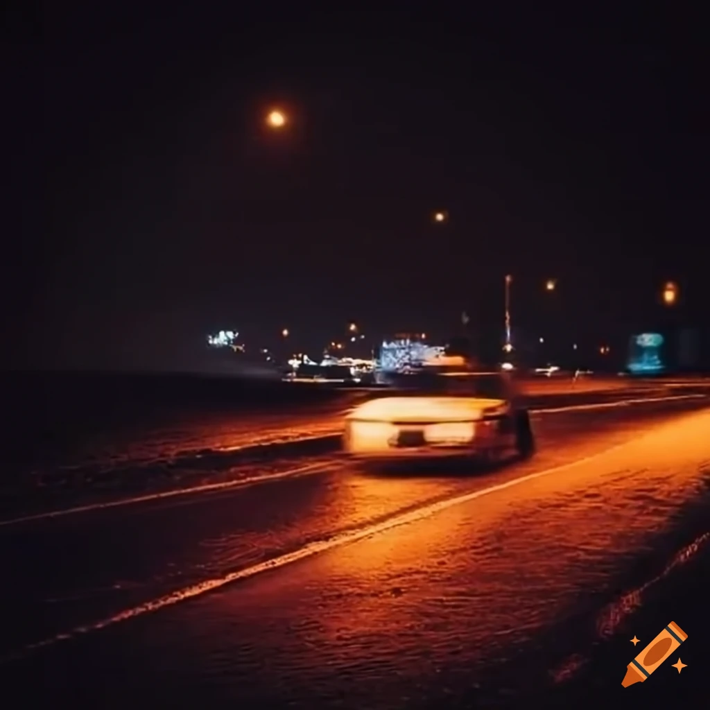 Punk inspired Art Of A Car Driving Towards Sankt Petersburg With An Ufo