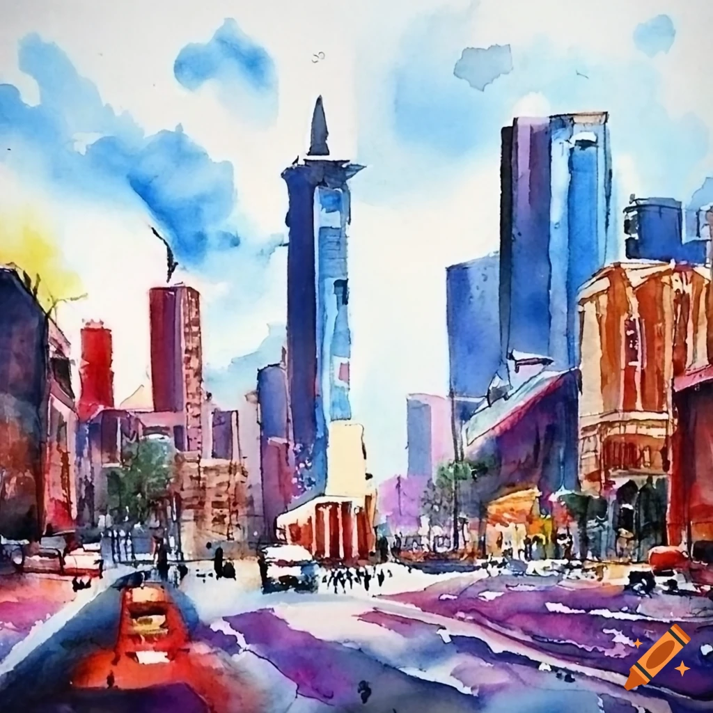 Watercolor painting of johannesburg cbd