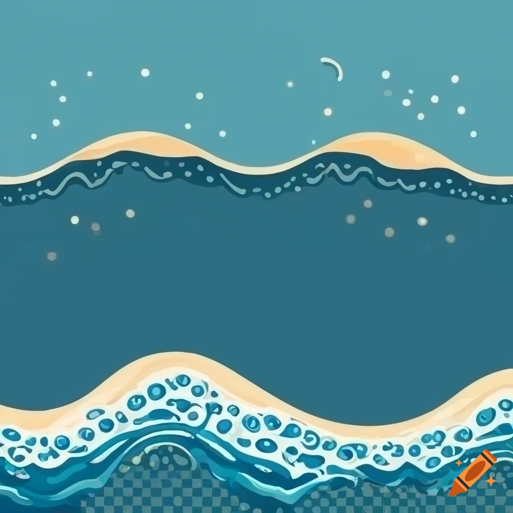 illustration of sea waves with sand in front