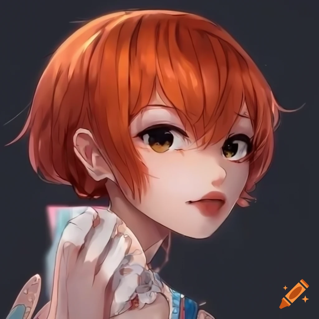 Anime Girl With Orange Hair And Sharp Eyes