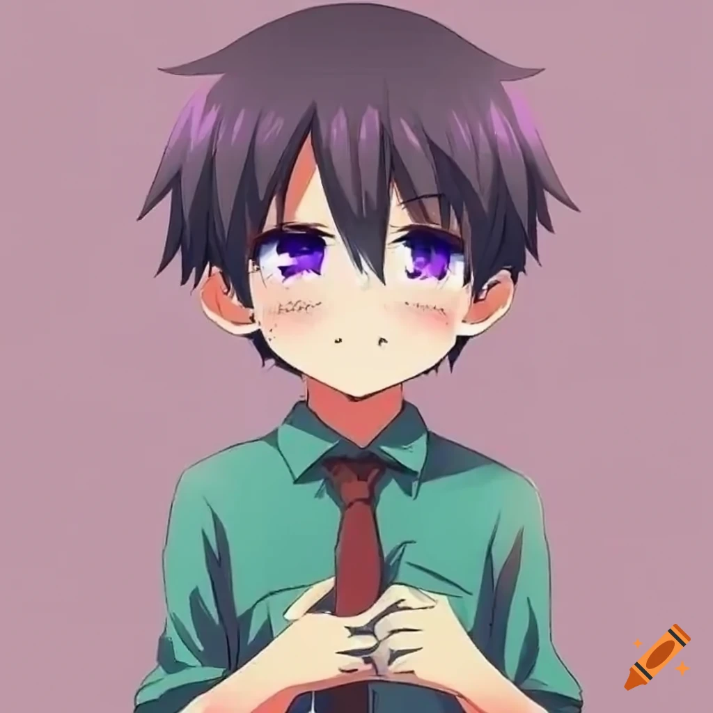 Blushing and shy anime kid on Craiyon