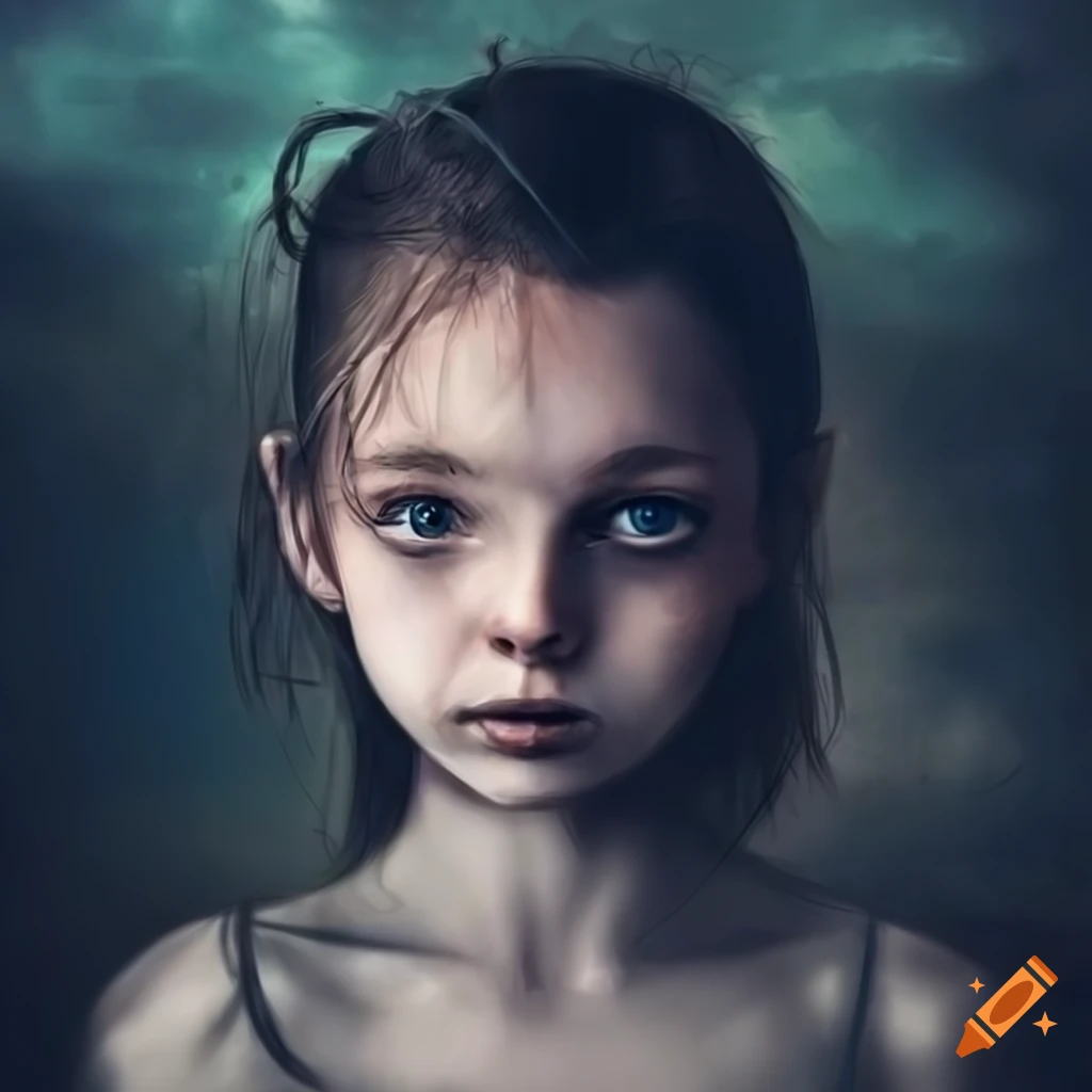 Portrait of a girl feeling sad on Craiyon